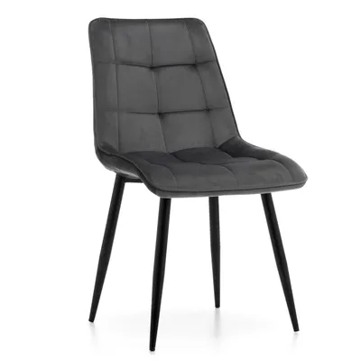 Obrázek produktu pro Jídelní židle NEW HOME CHIC čalouněná s prošíváním - šedá - moderní sametový velur