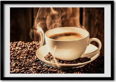 Produktbild von Bild - Bilder - Bilderrahmen - 70 cm x 50 cm - MDF-Rahmen, Wandkunst aromatischer Kaffee