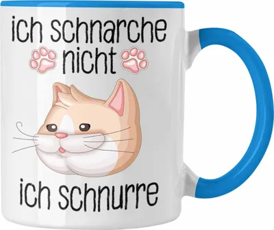 Produktbild von Trendation - Katzen Mama Tasse Geschenk Ich Schnarche Nicht Ich Schnurre Lustige Geschenkidee Katzen Fans Besitzer (Blau)