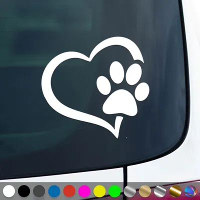 Produktbild von PantherPixel Pfote Aufkleber Herz Welpen Tatzen Katze Hundepfote Sticker Auto Geschenkidee Farbe Weiss