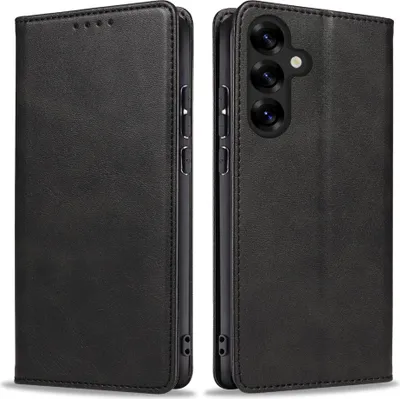 Produktbild von Handyhülle für Samsung Galaxy S25 Kunstleder Flip Cover Hülle Handytasche Case Kartenfach Farbe: Schwarz