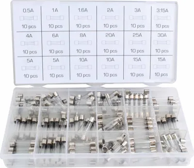 Immagine prodotto di Set assortimento fusibili in vetro ad attacco rapido 6 x 30mm 0.5A-30A,180 pezzi