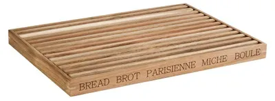 Produktbild von APS 886 Brotschneidebrett LETTER, Akazienholz, herausnehmbarer Krümelfach, Antirutsch-Füßchen, 48 x 34 cm, Höhe 3,5 cm