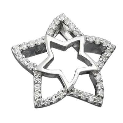 Produktbild von Anhänger 17mm Stern mit Zirkonias glänzend rhodiniert Silber 925 silber 17mm