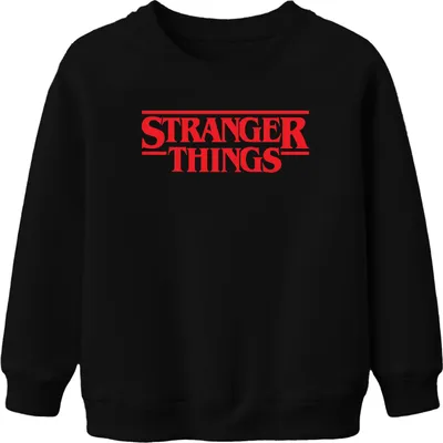 Produktbild von Stranger Fan Geschenk Hawkins Upside Down Retro 80er Serienfan Uni Kinder Sweatshirt Pullover, Schwarz, 152