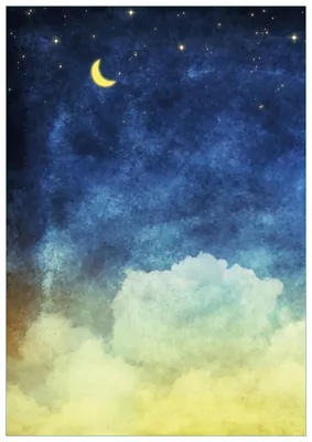 Produktbild von Wallario Premium Glasbild, freischwebende Optik, kräftige Farben, Größe 100 x 70 cm Motiv Wolkenhimmel mit Mond und Sternen