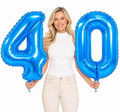Obrázek produktu pro Fóliové balónky číslo 40 modré 100 cm narozeniny oslava