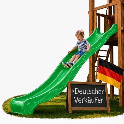Produktbild von Wellenrutsche 3m Kinderrutsche Anbaurutsche Wasserrutsche für Spielturm oder Hang ab 3 Jahren Limettengrün Limette