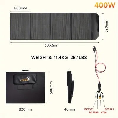 Zdjęcie produktu dla Panel solarny – Przenośny, monokrystaliczny panel solarny – 120W/200W, 36V – Składany i lekki – Idealny do kempingu i podróży poza sieć