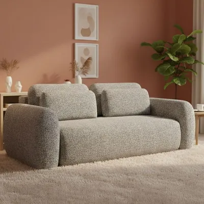Immagine prodotto di Sessame - Divano Letto 3 Posti, 266x121 cm Grigio, Contenitore