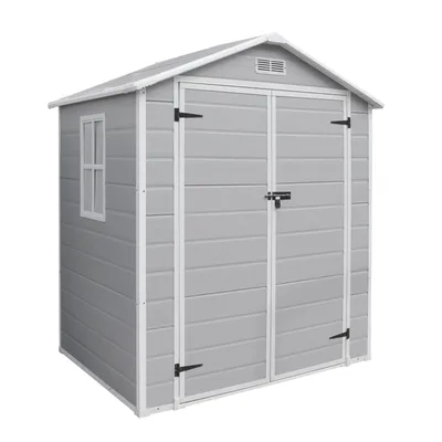 Produktbild von FCH 6x4 Gartenhaus wetterfest, Geräteschuppen Kunststoff, Outdoor, 182 x 134 x 210 cm, für Gärten, Grau