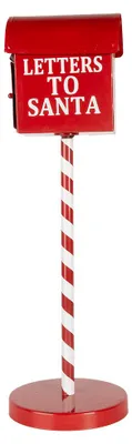 Image de Clayre & Eef Décoration de Noël Boîte aux lettres Ø 15x50 cm Rouge Métal