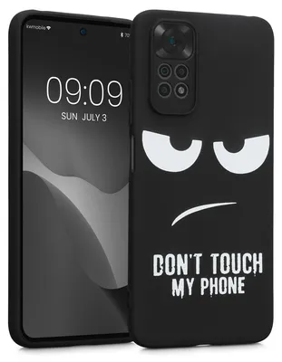 Produktbild von kwmobile Hülle kompatibel mit Xiaomi Redmi Note 11 / Note 11S - Handyhülle Silikon Case - Don't touch my Phone Weiß Schwarz