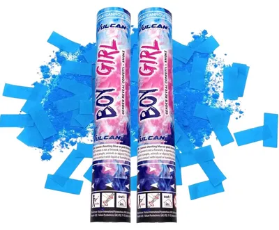 Productafbeelding van 2 Stuks - Gender Reveal Rookkanon Blauw Jongen - Confetti Kanon blauw - Confetti Shooter - Confetti & Rook - Gender Reveal Party