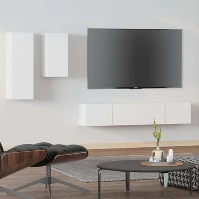Immagine prodotto di vidaXL set di mobili TV 4 pezzi in legno bianco - mobile TV - mobili TV - mobili TV - mobili TV