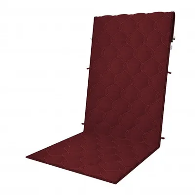 A burgundy chair cushion with a quilted pattern, shown from a diagonal angle against a white background.