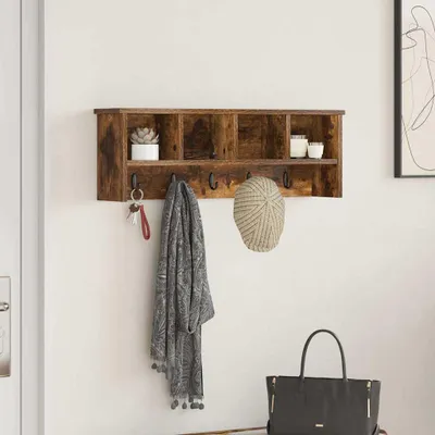 Produktbild von Möbel Wandmontierter Kleiderständer Räuchereiche 75 x 16 x 26 cm - Wandregale 874319