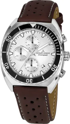 Produktbild von Jacques Lemans 1-2041J Herren Uhr Edelstahl Leder Quarz 10Bar