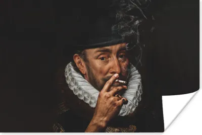 Produktbild von MuchoWow® Poster Wilhelm von Oranien - Adriaen Thomasz - Zigaretten 60x40 cm - Schlafzimmerdekoration