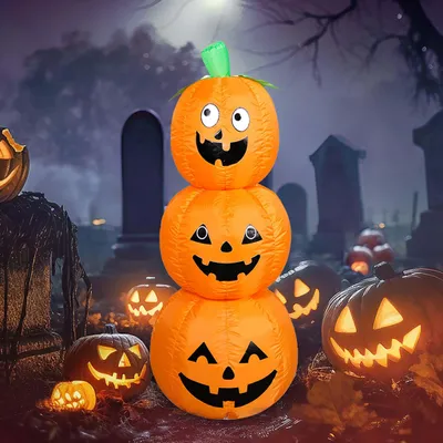 Produktbild von Aufblasbare Kürbis-Lichterkette - Schwebende Halloween-Deko für Garten & Party mit festlicher Beleuchtung