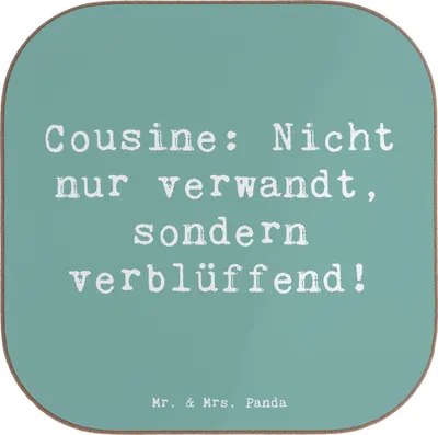 Produktbild von Mr. & Mrs. Panda Untersetzer Tasse Spruch Cousine Wunder - Meeresbrise - Geschenk, Lebensfreude, Gläser, Geschenke, gläseruntersetzer, Familienmitglieder, Coaster, für