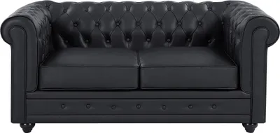 Produktbild von Ledersofa 2-Sitzer - Büffelleder - Schwarz - CHESTERFIELD
