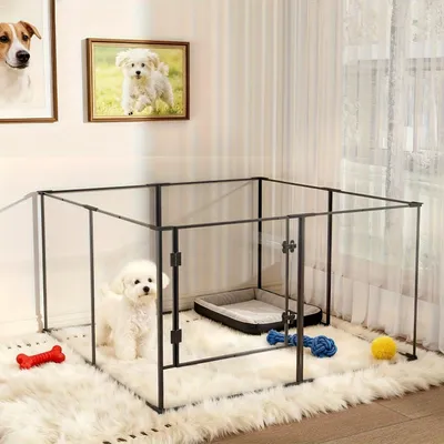 Obrázok produktu pre Klietky pre psov – Klietky pre šteňatá – Klietky pre zvieratá – Psycie boxy – Psycie búdy – Akrylátové panely – 122 x 122 cm – výška 61 cm