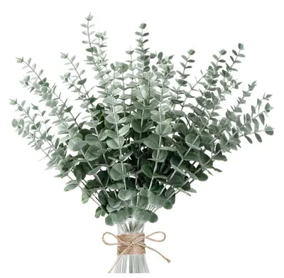 Produktbild von 30 Stück Kunstblumen Eukalyptus Deko 41cm Weiß Sprühen