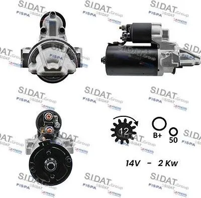 Produktbild von SIDAT S12BH0004A2 Starter Anlasser 2kW für FIAT Ducato Kastenwagen (250, 290) 12V