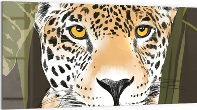 Produktbild von DEQORI Glasbild Echtglas 100x50 cm 'Blick des Leoparden' Wandbild Bild modern Deko