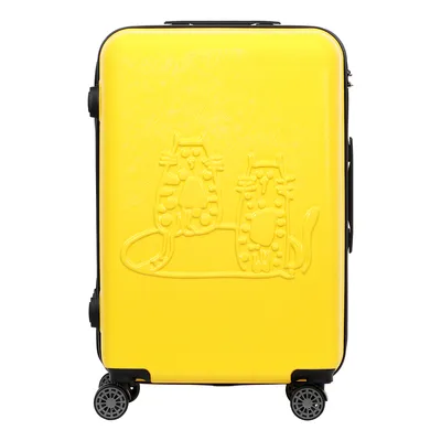 Produktbild von Biggdesign Cats Suitcase Gepäck, Hartschalengepäck mit Spinner-Rad, Reisekoffer, Lock-System, leicht, gelb, groß, 28 in