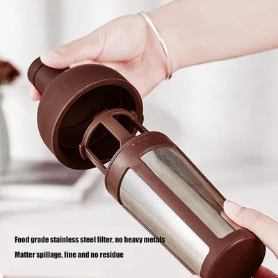 Produktbild von Doppelwandige 1000ml Glasflasche Edelstahlfilter für kalten Kaffee