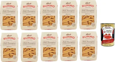 Produktbild von Rummo Sedani n° 68 Pasta Lenta Lavorazione Teigwaren aus Hartweizengrieß Bronze-Zeichnung 10x 500g + Italian Gourmet polpa 400g