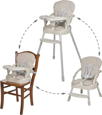Produktbild von Kinderstuhl – 3-in-1 – Sicher beim Essen – Verstellbar und zusammenklappbar – 58 x 52 x 94 cm – Grau