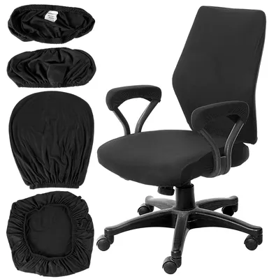 Produktbild von 4-teiliges Stuhlbezug-Set für Bürostühle und Gaming-Stühle, schwarze Gaming-Stuhlbezüge mit Armlehnen, Gaming-Stuhlbezüge für Computerstühle, Sessel und Drehstühle