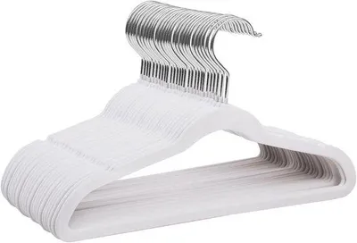 Image de Cintres ultra-fins pour enfants de 35 cm avec crochet pivotant à 360°, antidérapants, blancs, lot de 32