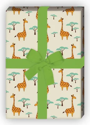 Produktbild von Afrika Geschenkpapier für liebevolle Geschenke mit Giraffen, beige - G8177, 32 x 48cm