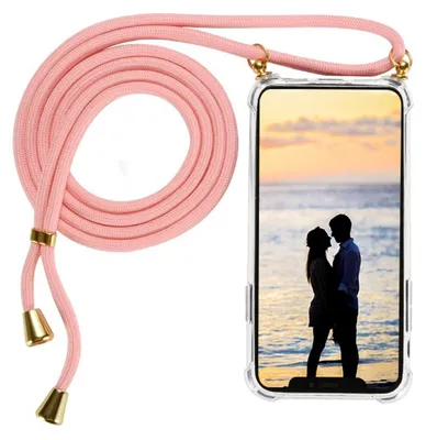 Produktbild von Handyhülle zum umhängen für Samsung Galaxy A03 Handykette Tpu Schutzhülle mit Schnur Band Seil Case Kordel transparentRosa