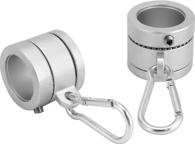 Produktbild von 2 Stück Aluminium Fahnenmast-Ringe mit Karabinerklemme - 360 Grad Drehbar, 1,8-2,5 cm Verstellbarer Durchmesser