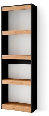 Produktbild von Bücherregal Bibliothek | 60x186x25cm | Wohnzimmer, Esszimmer, Büro | Aufbewahrungsregal | Moderner Stil | Eiche Schwarz