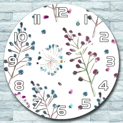 Produktbild von Wanduhr aus Glas Rund fi 30 Zarte Blumen Quarz Deko Schlafzimmer Büro