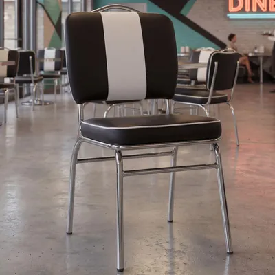 Produktbild von FineBuy Esszimmerstuhl American Diner Schwarz 50er Jahre Retro Stuhl Sitzfläche mit Rückenlehne Sitzhöhe 47 cm
