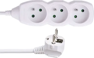 Obrázok produktu pre Predlžovací kábel – 3 zásuvky, 3m, biely 70777
