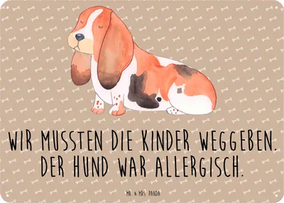 Produktbild von Mr. & Mrs. Panda Schild Hund Basset Hound DIN A3 - Hundeglück - Geschenk, Wandbild, Sprüche, Türschild, Metallschild, tafel, Süß, Deko Blechschild