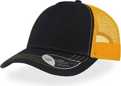Produktbild von Atlantis RCAN | Rapper Canvas Cap, 5-Panel-Mesh-Cap - Farbe: Navy/Yellow - Größe: One Size