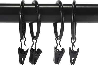 Produktbild von Starke Metallvorhangclips - 30 Stück für dekorative Vorhänge, bis 2,5 cm Draperiestange (Schwarz)