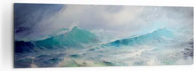 Produktbild von Bild auf Leinwand - Leinwandbild - Meer Welle Möwe - 160x50cm - Wand Bild - Wanddeko - Wandbilder - Leinwanddruck - Bilder - Kunstdruck - Wanddekoration - Leinwand bilder - Wandkunst - AB160x50-3783