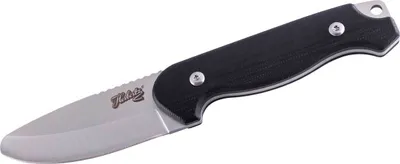 Produktbild von Herbertz Kindermesser, feststehende Klinge, AISI 440 Stahl, rostfrei, schwarze G10 Giffschalen, Nylonetui, Geschenkbox