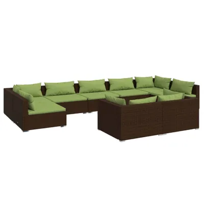 Immagine prodotto di vidaXL set da salotto da giardino 9 pezzi con cuscini in polirattan marrone