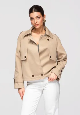 Produktbild von Ombre Kurze Damenjacke im modernen Trench-Stil beige L